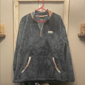 Hooey Navy Highpile Sherpa Pullover with Patterned Accents